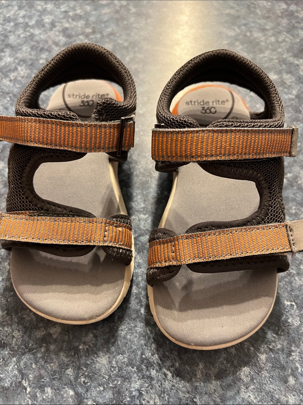 Stride Rite Orange & Gray Kids' Adjustable Sport Sandals-light up soles